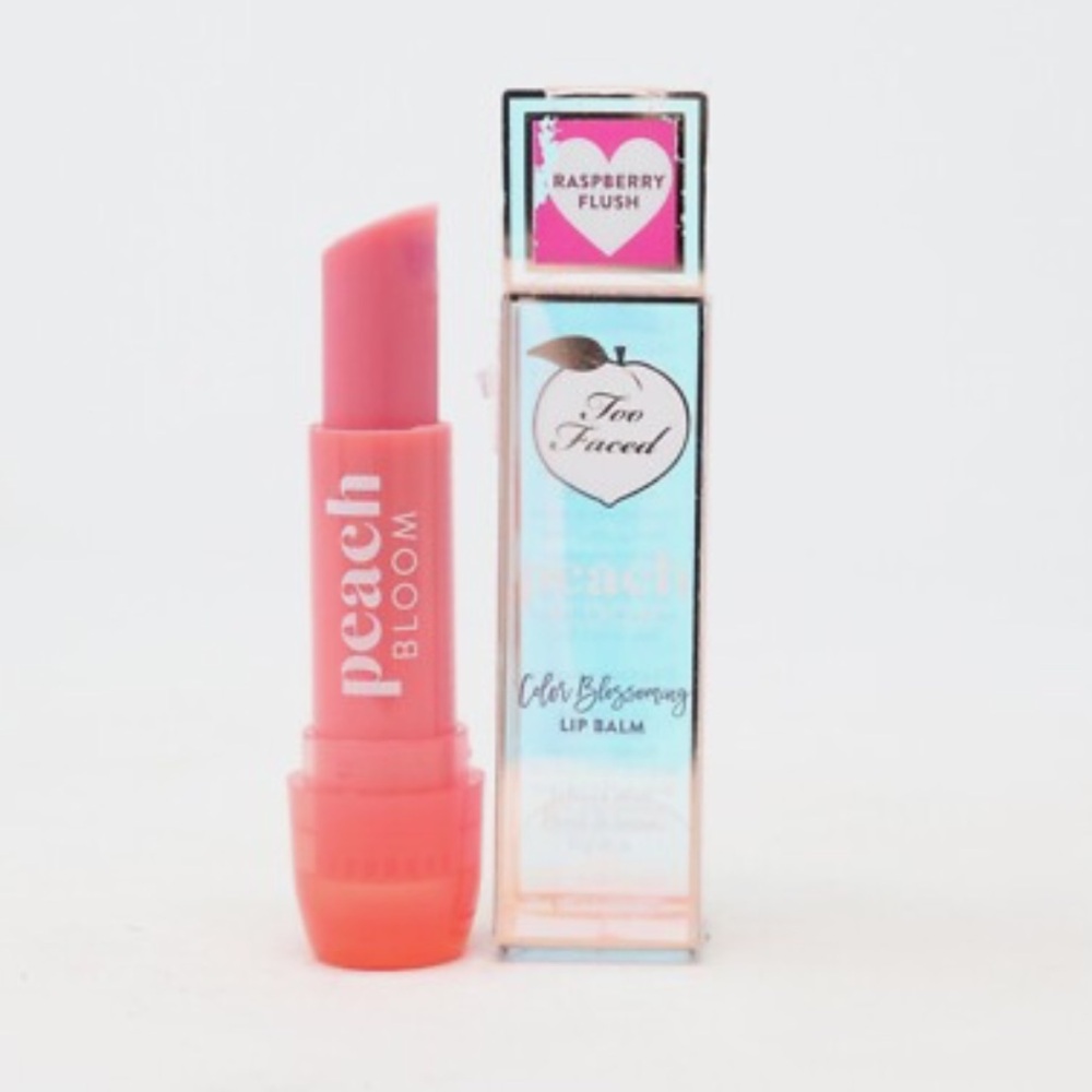 NWT Too Faced Peach Bloom Color Blossoming Lip Balm in Raspberry Flush